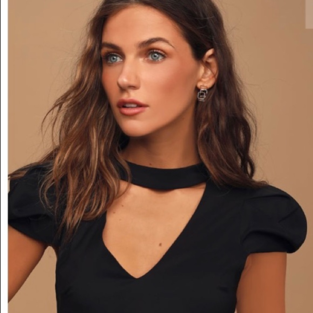 💕3 for $30💕 BNWT Lulus Black Puff Sleeve Backless Mini Dress - Picture 3 of 5